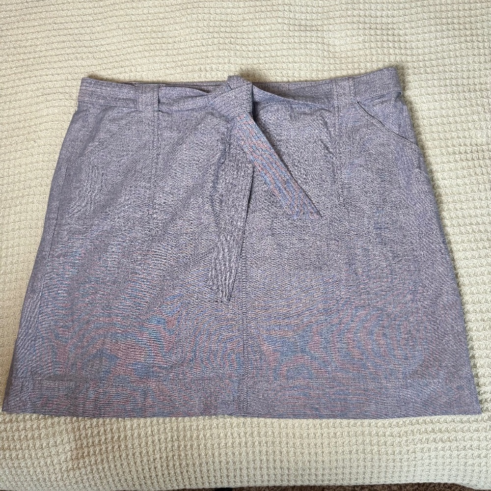 Talbots Tie Waist Utility Skirt Womens Plus 22W Newport Chambray Blue Belted
